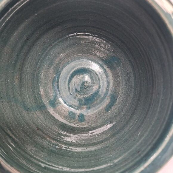 Great Bay Pottery 3.25" Mixing Bowl Leaves Bow Handmade Green Blue Floral - Picture 5 of 8